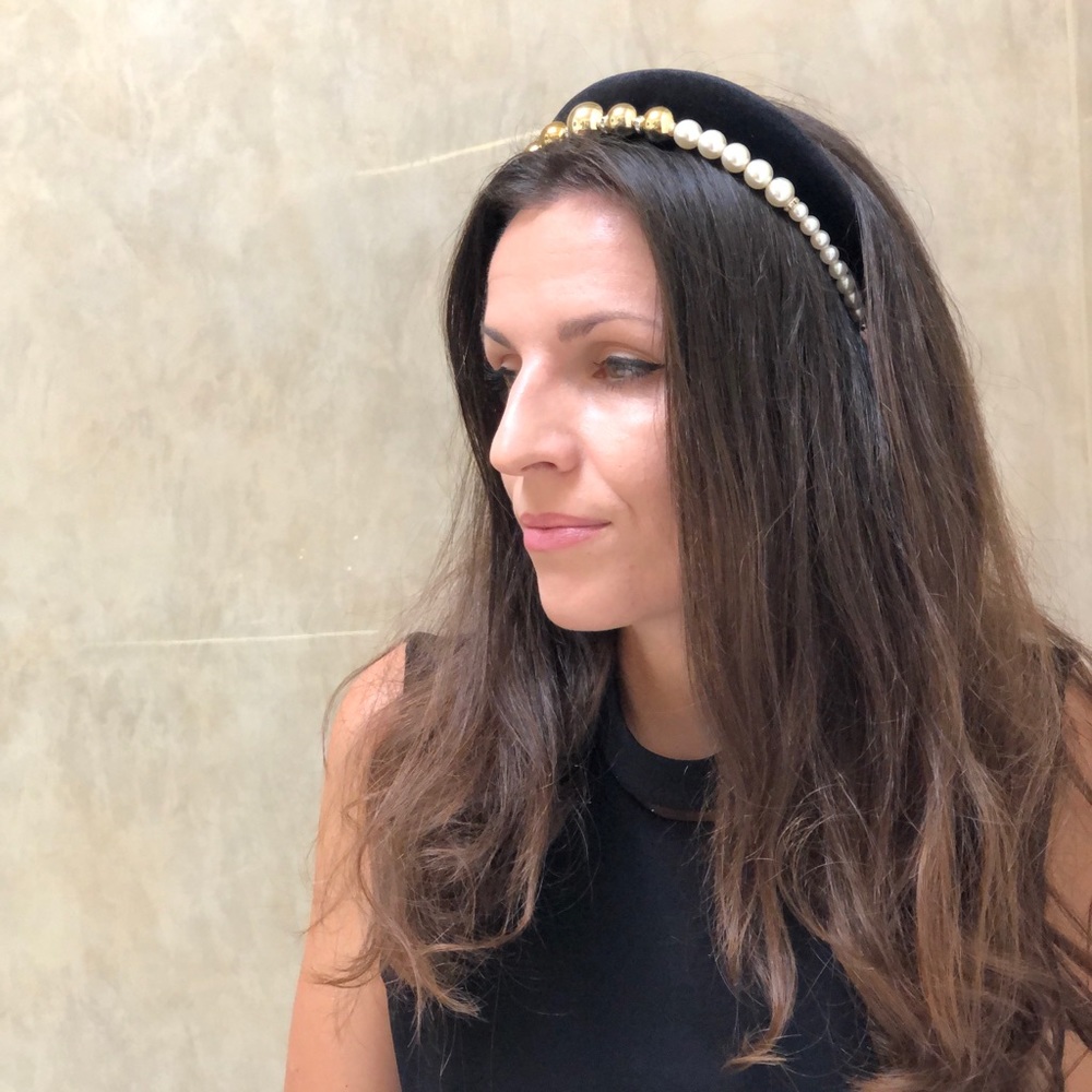 Set Black Headband Pearls
